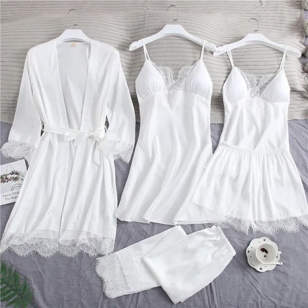 Luxury White Silk Pajama Set